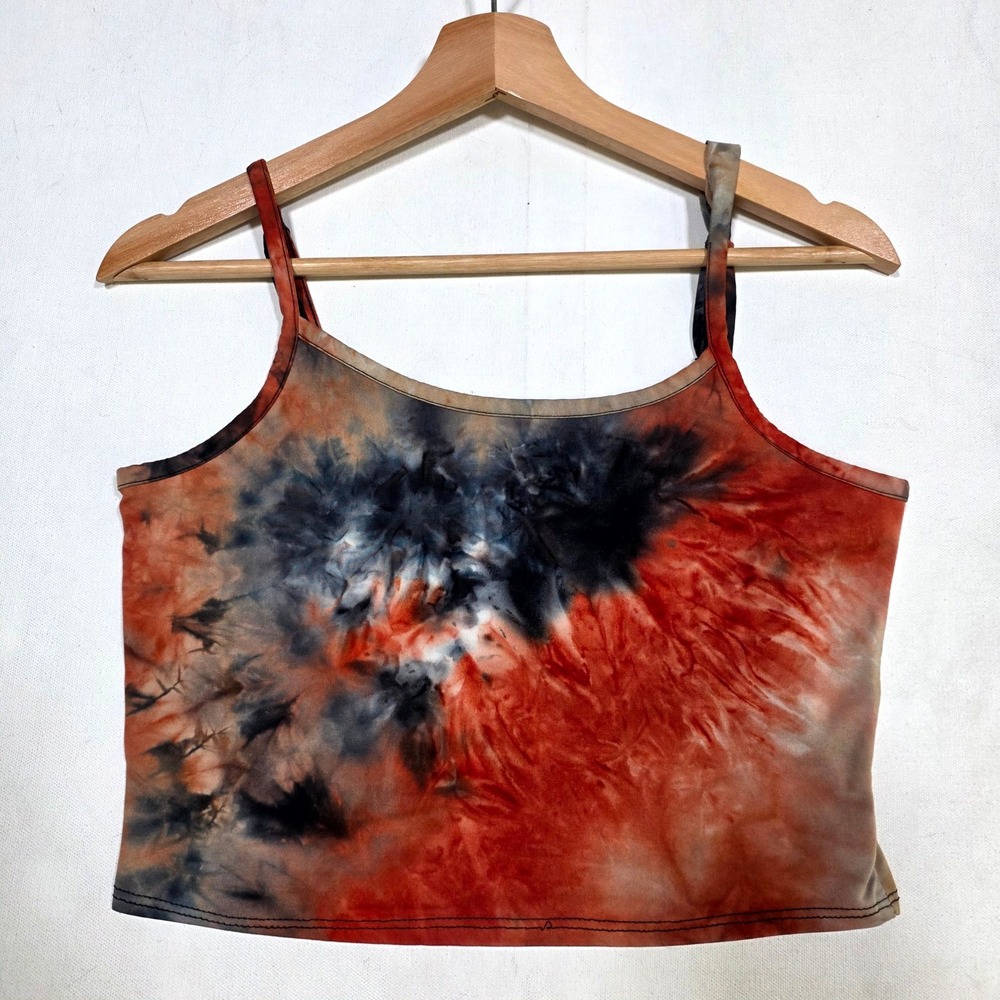 Heart & Hips Cami Tank Top Womens L Multicolor Tie Dye Cropped Adjustable Strap